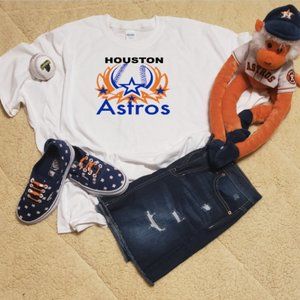 Houston Astros Baseball Custom Star White Tshirt